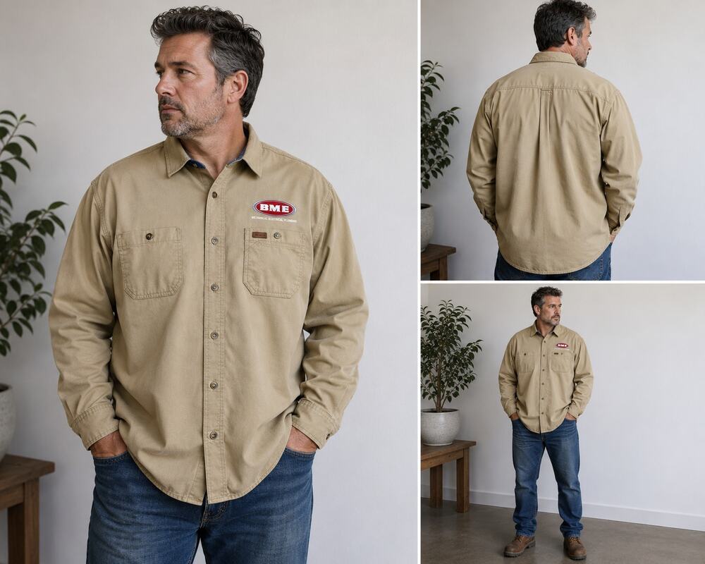 Carhartt 3XL FR Work Shirt Tan Flame Resistant Button Up BME Uniform Heavy Duty